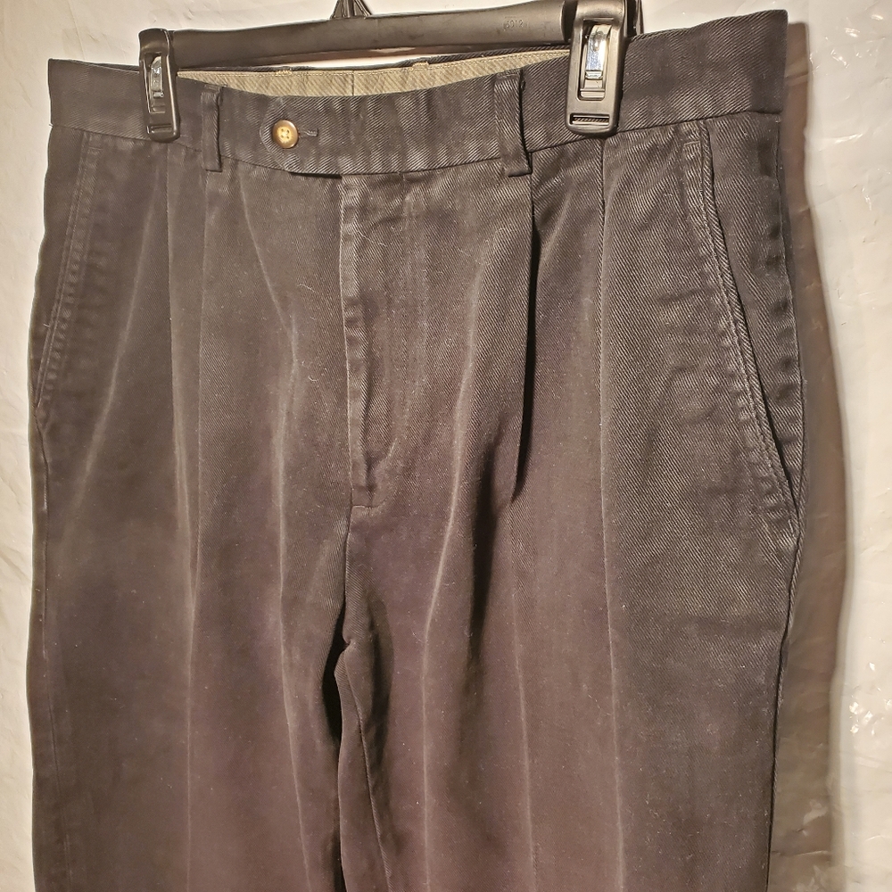 Cutter & Buck Cotton Twill Pleated Black Pants Mens Sz.36